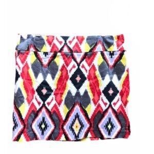 FOREVER 21 Red Yellow Ikat Print Mini Skirt Large